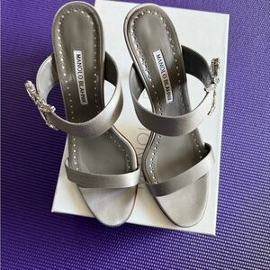 Manolo Blahnik Silver “Chivela” Women's Heels